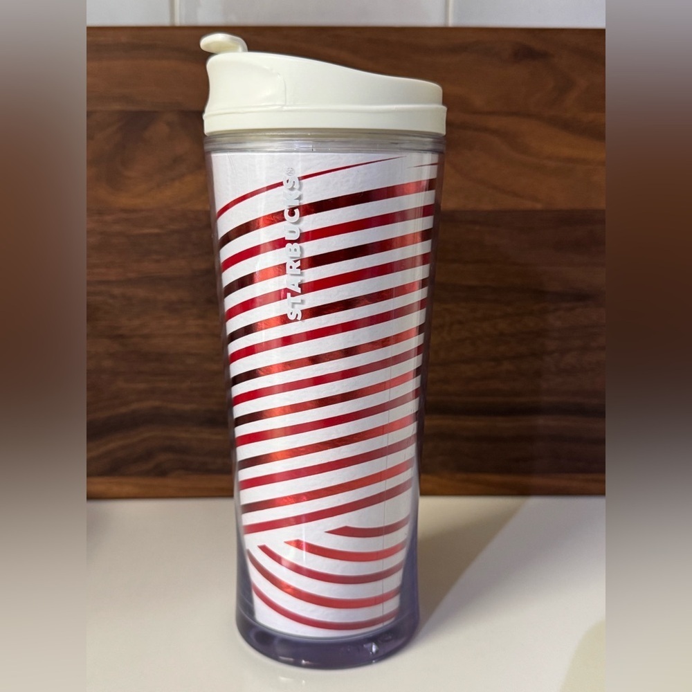 Starbucks Candy Cane Stripe Holiday Tumbler 12oz Red White Cup